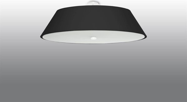 Stropné svietidlo Vega, 1x čierne textilné tienidlo, (biele sklo), (fi 70 cm)