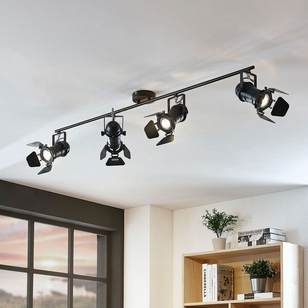 Stropné Lampa Lindby, Tilen, stmievateľné, Čierna, Obývacia izba, Kov, Industriálny