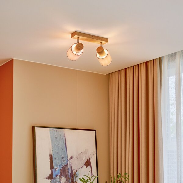 Stropné Lampa Lindby, Wanessa, stmievateľné, Drevo, Obývacia izba, Drevo, Moderný