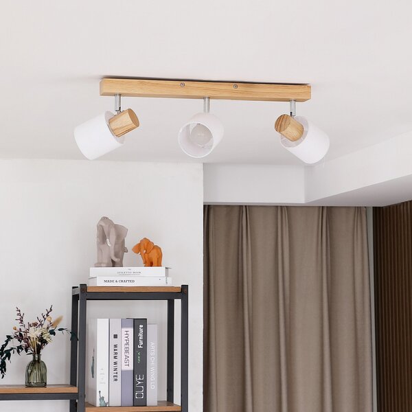 Stropné Lampa Lindby, Wanessa, stmievateľné, Drevo, Obývacia izba, Drevo, Moderný