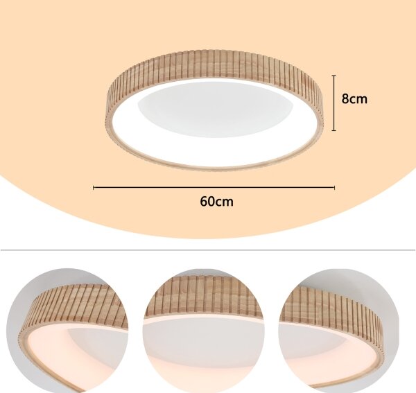 Brilagi - LED stropné svietidlo FALCON WOOD MODERN LED/40W/230V pr. 60 cm drevo