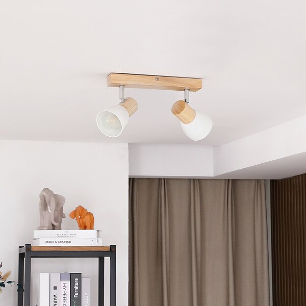 Stropné Lampa Lindby, Thorin, stmievateľné, Drevo, Obývacia izba, Drevo, Škandinávsky