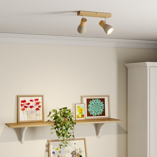 Stropné Lampa Lindby, Filiz, stmievateľné, Drevo, Spálňa, Drevo, Škandinávsky