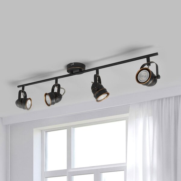 Stropné Lampa Lindby, Leonor, stmievateľné, Čierna, Obývacia izba, Kov