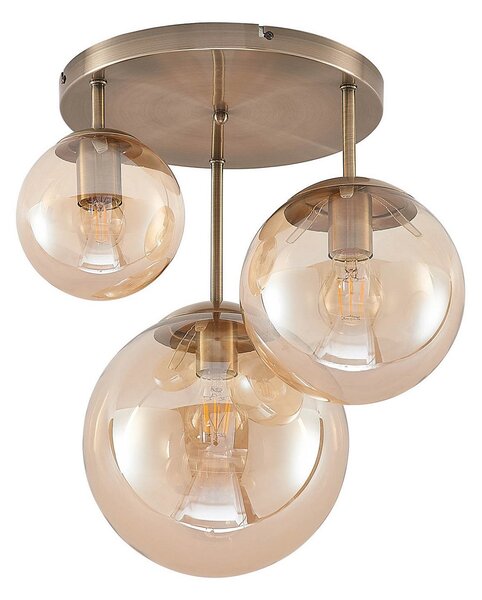 Stropné Lampa Lindby, Teeja, stmievateľné, Bronzová / Stará Mosadz, Obývacia izba, Sklo, Moderný
