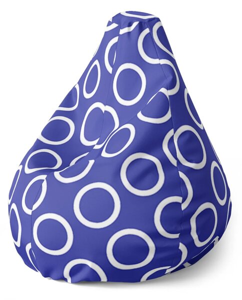 Sablio Sedací vak Pear Biele korunky na modrej - 70 x 95 x 15 cm