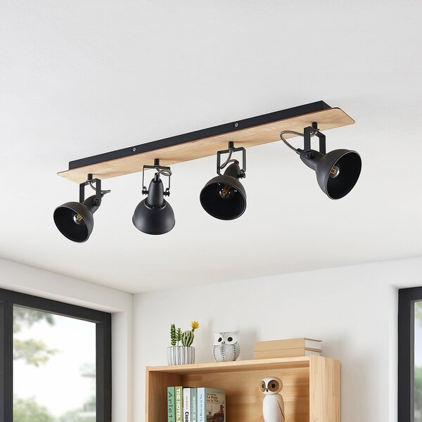 Stropné Lampa Lindby, Aylis, stmievateľné, Čierna, Obývacia izba, Kov, Industriálny