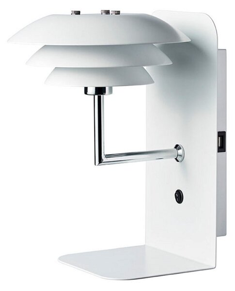 Nástenné Svietidlo Dyberg Larsen, DL20 USB Shelf, stmievateľné, Biela, Spálňa, Kov, Škandinávsky