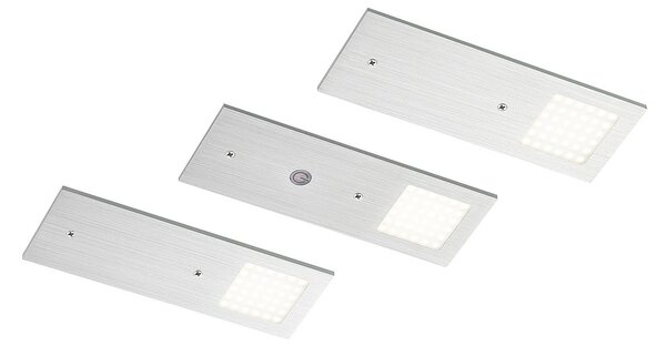 Nortra LED podsvietenie, sada 3 ks, hliníková farba Arcchio, Nortra, stmievateľné, Metalická, Obývacia izba, Kov, Moderný
