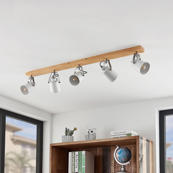 Stropné Lampa Lindby, Blana, stmievateľné, Drevo, Obývacia izba, Drevo, Škandinávsky
