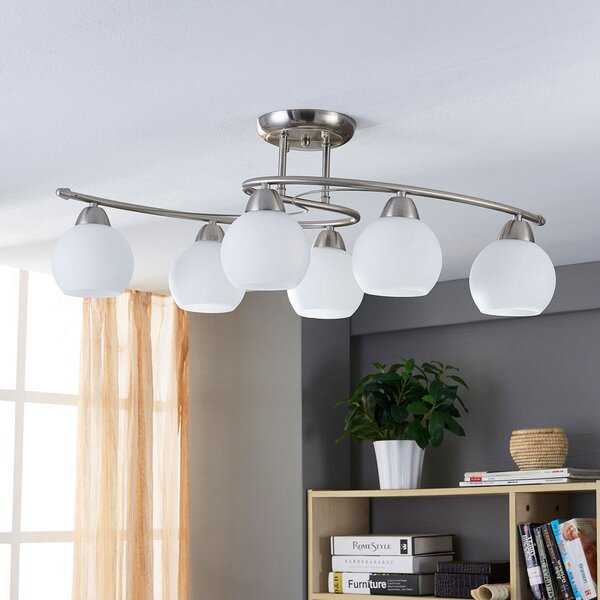 Stropné Lampa Lindby, Svean, stmievateľné, Metalická, Obývacia izba, Sklo, Moderný