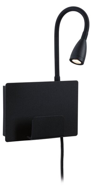 Nástenné Svietidlo Paulmann, Halina USB, Čierna, Spálňa, Kov, Moderný