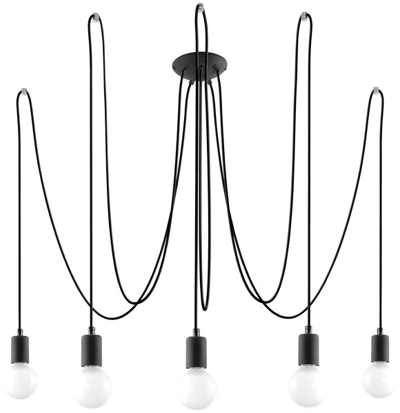 Sollux Lighting Stropná závesná lampa - Edison 5 - čierna