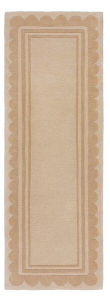Ručne tkaný vlnený behúň v prírodnej farbe 80x230 cm Lois Scallop – Flair Rugs