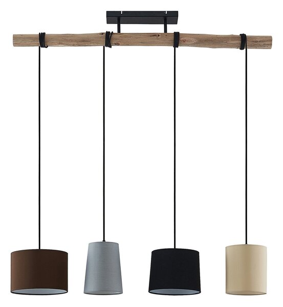 Závesné svietidlá Lindby, Amilia, stmievateľné, Drevo, Kuchyňa, Tkanina / Textil, Moderný