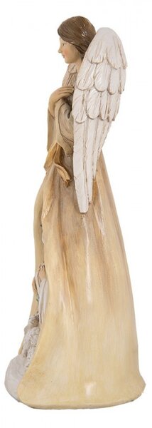 Béžová antik dekorácia anjel so svätou rodinou Angel - 15*12*30 cm - Clayre & Eef