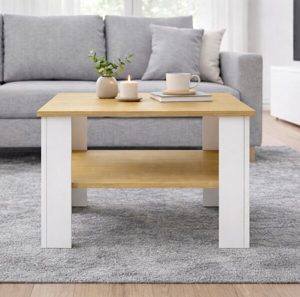 KONFERENČNÝ STOLÍK, biela, dub medový, kompozitné drevo, 55/55/44 cm Livetastic - Stolíky do obývačky, Online Only