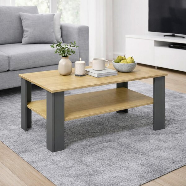 KONFERENČNÝ STOLÍK, antracitová, medová, kompozitné drevo, 100/55/44 cm Livetastic - Stolíky do obývačky, Online Only