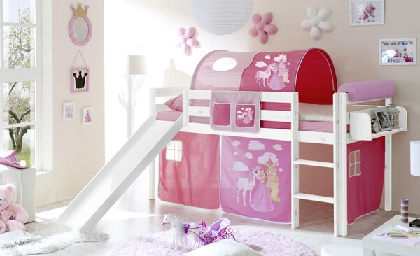 POSTEĽ S PRIESTOROM NA HRU, 90/200 cm biela, pink MID.YOU - Detské izby, Online Only