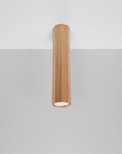 Stropné svietidlo Zeke, 1x drevené tienidlo