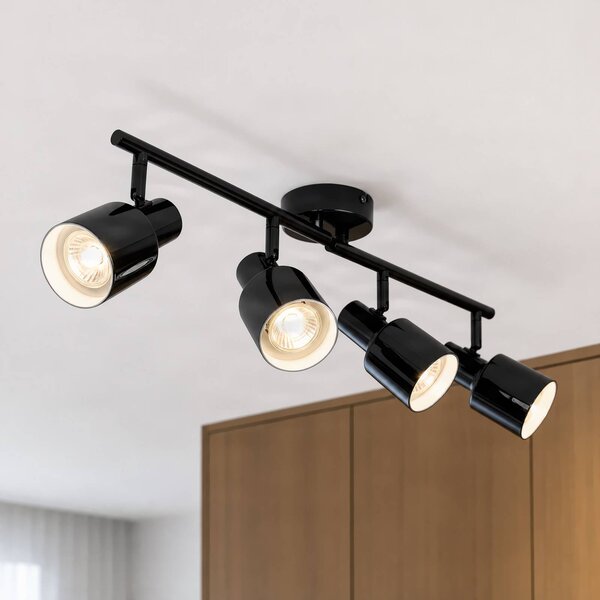 Lindby Stropné bodové svetlo Ovelia, čierny, 80 cm, 4-pl., E27, Čierna, Obývacia izba / jedáleň, kov, Moderný, Stropné svetlo