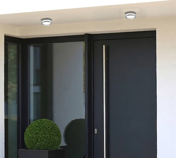CMD LED nástenné svetlo 9054, antracitová/číra, Ø 13 cm, IP65, Čierna, Kúpeľňa, Hliník, Moderný, Nástenné svietidlo