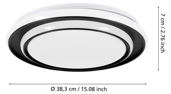 EGLO Stropné LED svetlo MOSCHETTA, čierne, Ø 40 cm,, Čierna, Obývacia izba / jedáleň, kov, Závesné svietidlo