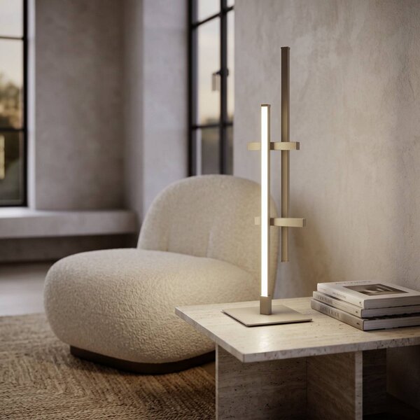 EGLO Stolová LED lampa TREPILIANO, béžová, výška 47 cm, kovová, Krémová / jantárovo žltá, Obývacia izba / jedáleň, kov