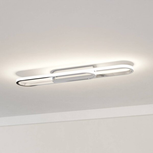 EGLO Stropné LED svetlo CONIVARENA, chrómová farba, dĺžka 69 cm,, Chrómová / strieborná, Obývacia izba / jedáleň, kov, Stropné svetlo polkruhové s priestorom