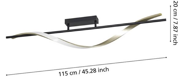 EGLO Stropné LED svetlo CONAPRATO, čierne/mosadzné, 115 cm,, Čierna, Obývacia izba / jedáleň, kov