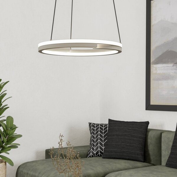 EGLO LED závesné svietidlo MEZZOMONTE, béžové, Ø 48 cm,, Krémová / jantárovo žltá, Obývacia izba / jedáleň, kov, Závesné svietidlo