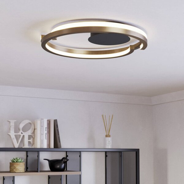 EGLO Stropné LED svetlo MEZZOMONTE, bronzová farba, Ø 48 cm,, Hnedá / staromosadz, Obývacia izba / jedáleň, kov, Závesné svietidlo