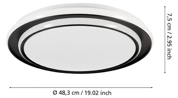 EGLO Stropné LED svetlo MOSCHETTA, čierne, Ø 49 cm,, Čierna, Obývacia izba / jedáleň, kov, Závesné svietidlo