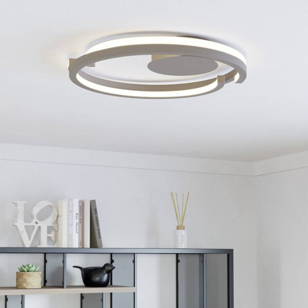 EGLO Stropné LED svetlo MEZZOMONTE, béžové, Ø 48 cm,, Krémová / jantárovo žltá, Obývacia izba / jedáleň, kov, Závesné svietidlo