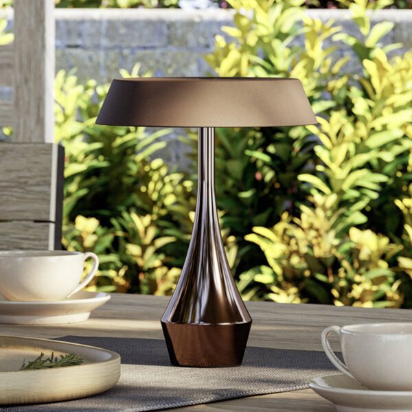 EGLO LED stolová lampa s akumulátorom TURCIO, bronzová, výška 20 cm, IP44,, Hnedá / staromosadz, Obývacia izba / jedáleň, kov, Stojacie svietidlo