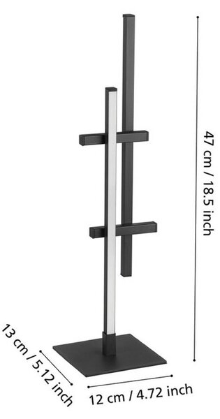 EGLO Stolová LED lampa TREPILIANO, čierna, výška 47 cm, kovová, Čierna, Obývacia izba / jedáleň, kov