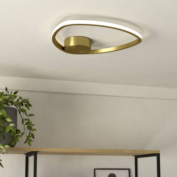 EGLO Stropné LED svetlo MOSCHELLA, v mosadznej farbe, Ø 38 cm,, Mosadz / zlato, Obývacia izba / jedáleň, kov, Stropné svetlo polkruhové s priestorom