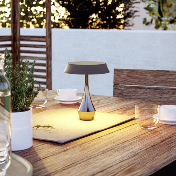 EGLO LED stolová lampa s akumulátorom TURCIO, bronzová, výška 20 cm, IP44,, Hnedá / staromosadz, Obývacia izba / jedáleň, kov, Stojacie svietidlo