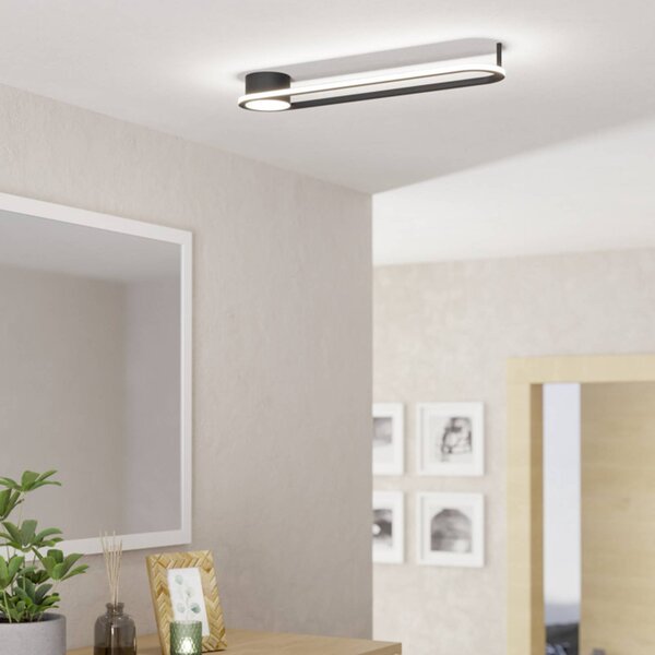 EGLO Stropné LED svetlo COLLECORVINO, čierne, dĺžka 50 cm,, Čierna, Obývacia izba / jedáleň, kov, Stropné svetlo polkruhové s priestorom