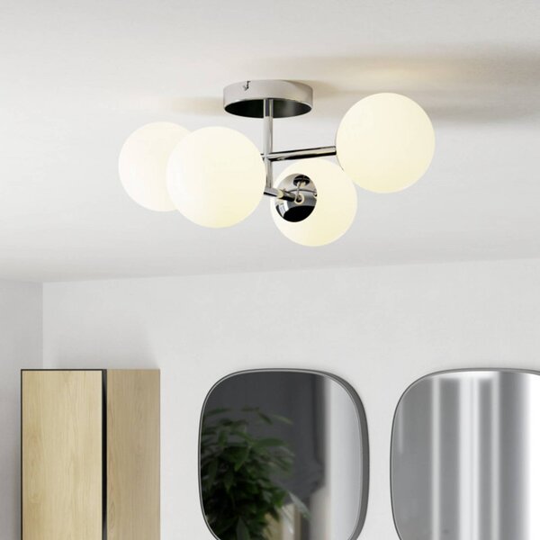 EGLO Stropné svietidlo CASTROVIDO, chróm, 48 cm, 4-pl. IP44, G9-LED, Chrómová / strieborná, Obývacia izba / jedáleň, kov, Stropné svetlo