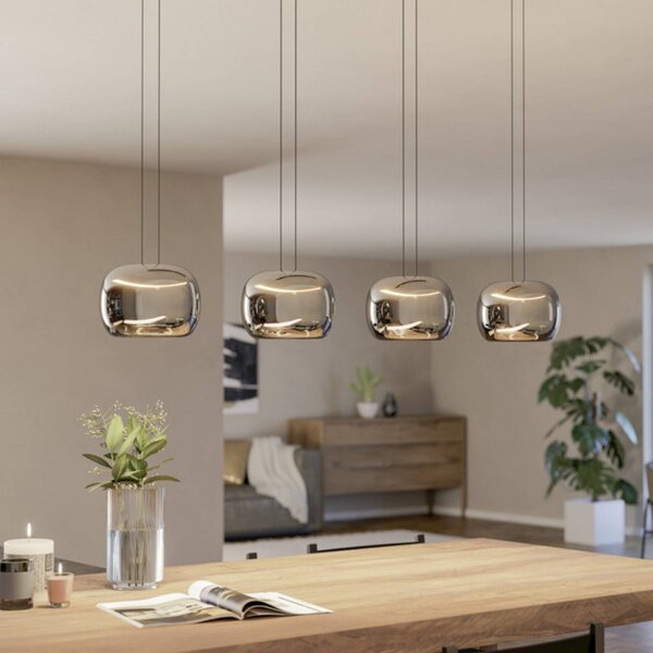 EGLO LED závesné svietidlo HORTUNAS, dĺžka 126 cm, 4-pl., čierna, Čierna, Obývacia izba / jedáleň, Sklo, Závesné svietidlo