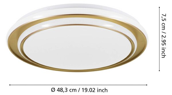 EGLO Stropné LED svetlo MOSCHETTA, zlatá farba, Ø 49 cm,, Mosadz / zlato, Obývacia izba / jedáleň, kov, Závesné svietidlo