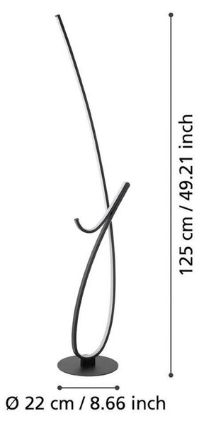 EGLO LED stojacia lampa CARDONCITO, čierna, výška 130 cm,, Čierna, Obývacia izba / jedáleň, kov