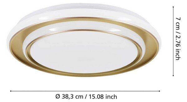 EGLO Stropné LED svetlo MOSCHETTA, zlatá farba, Ø 40 cm,, Mosadz / zlato, Obývacia izba / jedáleň, kov, Závesné svietidlo