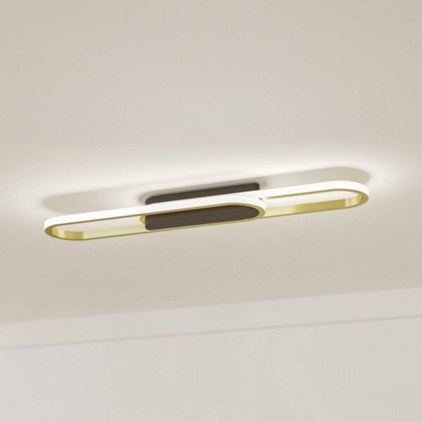 EGLO Stropné LED svetlo CONIVARENA, čierna/mosadz, 69 cm,, Čierna, Obývacia izba / jedáleň, kov, Stropné svetlo polkruhové s priestorom