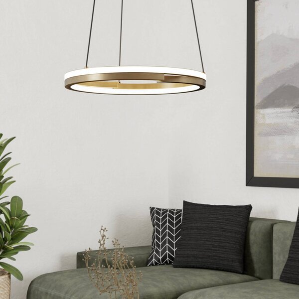 EGLO LED závesné svietidlo MEZZOMONTE, bronzová farba, Ø 48 cm,, Hnedá / staromosadz, Obývacia izba / jedáleň, kov, Závesné svietidlo