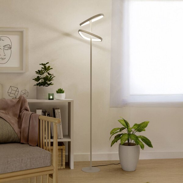 EGLO LED stojacia lampa LEPORANO, béžová, výška 160 cm, 2-pl.,, Krémová / jantárovo žltá, Obývacia izba / jedáleň, kov