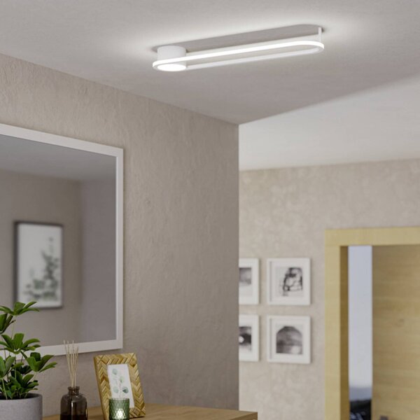 EGLO Stropné LED svetlo COLLECORVINO, biele, dĺžka 50 cm,, Biela / opálová, Obývacia izba / jedáleň, kov, Stropné svetlo polkruhové s priestorom
