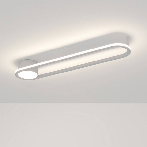 EGLO Stropné LED svetlo COLLECORVINO, biele, dĺžka 50 cm,, Biela / opálová, Obývacia izba / jedáleň, kov, Stropné svetlo polkruhové s priestorom