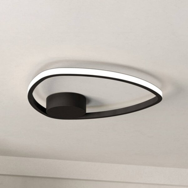 EGLO Stropné LED svetlo MOSCHELLA, čierne, Ø 38 cm,, Čierna, Obývacia izba / jedáleň, kov, Stropné svetlo polkruhové s priestorom